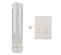 60 80 Cup Dispenser Pull Type Cup Holder Organizer Wall Mount Paper Cup Dispenser Pull Type Paper Automatic Remover for Home Office Hospital Gym (White)