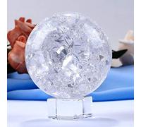60 / 80MM Ice Crackle Bola de cristal Bola mágica de cristal Esfera delicada Adornos artesanías para regalos Decoración del hogar-60MM_con base de cristal
