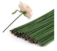 60 alambres de flores de papel de calibre 18, 40 cm, 3 mm de diámetro, tallos de flores artificiales para manualidades, arreglos florales para manualidades (verde)