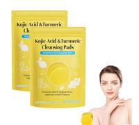 60 almohadillas de limpieza kójica de cúrcuma, almohadillas exfoliantes faciales de cúrcuma, almohadillas de limpieza de cúrcuma para manchas oscuras, piel opaca, ayuda a equilibrar el aceite y el