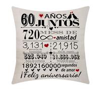 60 Aniversario de Boda Funda de Cojín 18x18 Pulgadas 60 Años de Matrimonio Regalo Decoración para Parejas Padres Abuelos Mujeres Hombres Marido Esposa Mamá Papá Abuela Abuelo Tío Amigos (60)