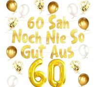 60 años nunca se vieron tan bien decoración cumpleaños 60 mujer hombre globos regalos accesorios fiesta aniversario dama cumpleañera adornos fiesta globos colores alegres celebración feliz