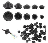 60 arandelas de goma para pasar cables, 10 mm/16 mm/20 mm/25 mm/30 mm, juntas de cable en forma de torre, resistente al agua, goma, juego de boquillas de goma para cable y protección de cables