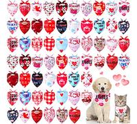 60 Bandanas para Perro para el día de San Valentín, Bandanas Ajustables con Forma de corazón para Mascotas, Baberos Triangulares, Bufanda para Perro, Disfraz de Vacaciones para Mascotas pequeñas y