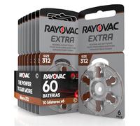 60 Baterías para Audífonos Rayovac Extra Tamaño 312 Tecnología Suond Fusion - 10 Blisters de 6 Baterías