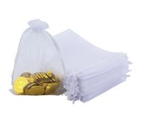 60 bolsas de organza con cordón, bolsas de regalo de organza, 13 x 18 cm, Sirven como bolsas para caramelos, joyas para una boda, fiestas, Navidad, regalos (blanco)