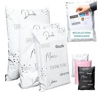 60 Bolsas Envio con bolsa portadocumentos - 3 Tamaños M/L/XL - 100% OPACO/ULTRA-RESISTENTE/IMPERMEABLE - Sobres Plastico - Bolsas Envios Paquetes de Ropa - Cajas Envios Paquetes - Packaging