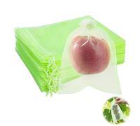 60 Bolsas para Uvas en Parra 17x23cm, Bolsas de Protección de Frutas de Malla Fina, Red Protectora contra Pájaros, Avispas e Insectos, Bolsas de Organza con Cordón para Huerto y Jardín, Verde