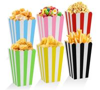 60 bolsas pequeñas de palomitas de maíz, 6 colores, caja de palomitas de maíz, pequeñas coloridas, a rayas, cajas de palomitas de maíz, vasos de papel para aperitivos, hogar, cine, fiesta