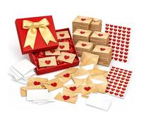 60 cajas de notas de amor, mini tarjetas en blanco y sobres para él y ella, tarjetas de amor del día de San Valentín con calcomanías de corazón, regalo romántico para novio, novia, marido, esposa (60
