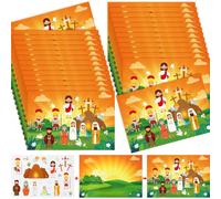 60 calcomanías con texto en inglés "Make an Easter He Lives He is Risen", escenas religiosas de Pascua, resurrección, Pascua, regalo religioso para niños, bricolaje, escena de resurrección,