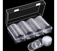 60 Cápsulas de Monedas de 40 mm, Contenedor de Almacenamiento de Monedas con Caja Organizadora de Almacenaje para Artículos de Colección Águilas Plateadas