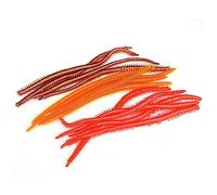 60 cebos de pesca suaves, gusanos de plástico suave, señuelos de pesca locos, cebo loco, señuelo de pesca realista de olor a pescado, cebos de lombriz de tierra, marrón, rojo y amarillo