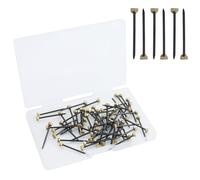 60 clavos de latón, clavos de acero endurecido, ganchos de pared, 1 pulgada de largo, clavos de hormigón con caja de plástico para montaje en pared, colgar imágenes