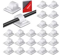 60 Clips Adhesivos para Cables Soportes de Cable Autoadhesivos de Ganchos Mini Clips de Cable de Exterior de Luz para Casa Oficina Coche Escritorio Luz de Cadena Exterior (L)