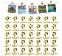 60 clips de encuadernación pequeños, clips para cartas, clips de bulldog clips, 22 mm, clip multifunción para bolsos, fotos, oficinas, cocina en casa (dorado)