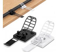 60 clips de soporte de cables, clips de cable blancos y negros, autoadhesivos, clips de gestión de cables, bridas ajustables reutilizables para organizador de escritorio en casa y oficina
