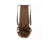60 cm mujeres sintético ondulado trenzado borla peluca de cola de caballo falsa peluca rizada flequillo cola niñas extensiones accesorios Ponytail Extension (marrón claro)