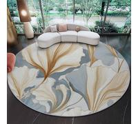 Ø 60 cm redondo salón alfombra, moderno abstracto botánico Dalia antideslizante hogar Decor Alfombras - Gris-Azul Lavable Grande Pelo Corto Alfombra para Niños Dormitorio Cocina Balcón