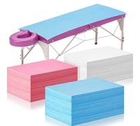 60 Cubiertas de Mesa de Masaje Sábana Desechable para Mesa de Masaje Sábana de Cama Impermeable Desechable a Prueba de Aceite para Spa Cama Pestaña, Rosa Azul Blanco, 31,5 x 70,1 Pulgadas