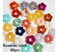 60 cuentas acrílicas con forma de flor aleatorios y diseños de flores huecas degradadas variadas, utilizadas para aretes y manualidades de joyería