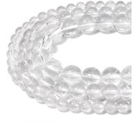 60 cuentas de cristal de cuarzo transparente natural de 6 mm, cuentas redondas sueltas para hacer joyas, pulseras, collares