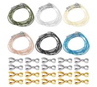 60 Cuerdas de Cera y 20 Hebillas para Joyas - Cuerda de Cuero Con Cierre de Mosquetón, Cordón Colgante para Collar, Joyería DIY