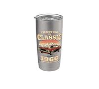 60 Cumpleaños Hombre regalo Vintage Año 1966 Vaso térmico de acero inoxidable de doble pared
