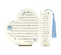 60 Cumpleaños Regalos Hombres Feliz Cumpleaños 60º Cartel Escritorio de madera Marcador de 2 Piezas Set Único Decoración Hogar Placa de Corazón Aprecia Abuelo Papá Tío Padrino (60º B)