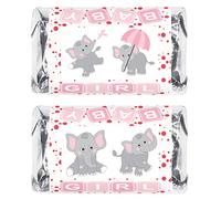 60 elefantes rosa niña baby shower miniatura Candy Bar Wrapper, It a Girl Baby Shower Mini Candy Bar pegatinas, rosa, caramelo no incluido