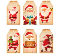 60 etiquetas de regalo navideñas vintage, etiquetas de regalo navideñas con cuerda, envoltorio de regalos navideños, decoración navideña para