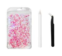 60 g de cuentas mezcladas y diamantes de imitación con parte trasera plana para manualidades, con 1 bolígrafo de punta, 1 pinzas, adhesivo de perlas de imitación, diamante de cristal