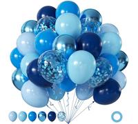60 globos azules, globos metálicos de confeti azul marino real pastel de 12 pulgadas para decoración del día del padre, baby shower, boda, fiesta de cumpleaños