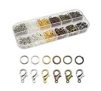 60 hebillas de langosta de metal con 60 anillos abiertos, hebillas de pulsera, hebillas de cadena, hebillas de joyería, accesorios de joyería, 6 colores para hacer collares y pulseras