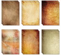 60 hojas (6 diseños, 10 de cada uno) x A4 extra grueso (250 g/m²) papel pergamino vintage de papel reciclado (250 g/m²)
