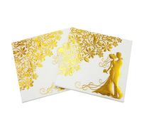 60 Hojas Servilleta Dorada, Servilletas De Papel Laminado Dorado De 3 Capas, Servilletas Blancas Para Fiestas Decorativas, Cumpleaños, Bodas Y Celebraciones Navideñas (33x33cm)