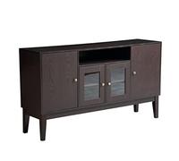 60 Inch Modern Solid Wood Sideboard Buffet Storage High Console Table with 4 Doors Living Room Espresso (Color : A, Size : As Shown)