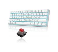 60% LED Backlit Gaming Keyboard, Ice Blue, Mechanical Red Switch, Portable, Ultra-Compact 61-Key Wired Keyboard with Detachable USB-C Cable, Clear