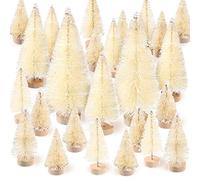 60 Mini árboles de Navidad Artificiales, sisal, árboles de Nieve, Cepillo para Botellas, árboles de Navidad, Adornos de pinos con Base de Madera para decoración del hogar de Fiestas de Navidad (4