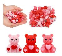 60 Mini Osos de Resina para San Valentín, 3 Ositos Resina con Diseño Corazón para Regalos de San Valentín Manualidades Bodas y Cumpleaños