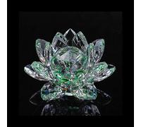 60 mm-200 mm Fengshui Crystal Lotus Flower Crafts Glass pisapapeles Adornos Figurines Home Wedding Party Decor Regalos Souvenir, Verde, 100 mm