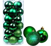 60 mm/6 Bolas de Navidad inastillables, Color Verde Oscuro, Decoraciones de árbol de Navidad, Bolas de Adorno de Navidad, Decoraciones Colgantes de Navidad, decoración navideña, Brillante, Mate,