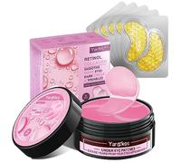 60 parches de color rosa debajo de los ojos con 5 máscaras de viaje, 30 pares de máscaras para ojeras, tratamiento de ojos hinchados, almohadillas de gel de colágeno hidratantes para hinchazón y