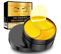 60 Parches Ojos 24K Oro con Colágeno,Reduce Bolsas y Ojeras Oscuras,Minimiza Arrugas y Líneas Finas,Máscara Contorno de Ojos para Mujer y Hombre,Efecto Lifting