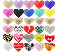 60 Pares Mujeres Empanadas Pegatinas Forma de corazón pétalos de Mama Cubre pezones Autoadhesivo Cintas de Mama Desechable Satín Almohadillas