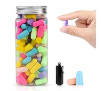 60 Pares Tapones Oido Espuma - 38 db SNR Tapones Para Los OíDos De Espuma Suave con funda de transporte de aluminio, Protección Auditiva, Para Roncar, Ruido de Construcción, Aviones, Trabajo, Viajes
