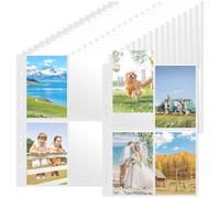 60 Pcs Fundas Fotos A4 con Bolsillos 480, Funda Guardar Postales 4 Compartimentos, Protector Fotográfico para Carpetas Anillas A4 2/3/4, Páginas Fotoalbum Transparentes A6 para Tarjetas, Juegos Cartas