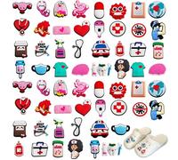 60 Pcs Pines para zapatos de Crocs, Charms Adornos para Zapato Pins Decoración de Zapatos para Médicos Enfermeras Niños, Accesorios Jibbitz Crocs de PVC