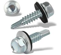 60 pcs Tornillos Autotaladrantes 6.3x25MM Tornillos Roscachapas Tornillo Panel Sandwich Tornillos Autorroscantes Metal para Panel Sandwich Tejado, Chapas Metalicas, Tejado, Aluminio (Plata)