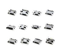 60 Pcs USB Hembra Conector Micro 5-Pin Dip 12 Modelos, Puerto Hembra USB Adaptador de Repuesto